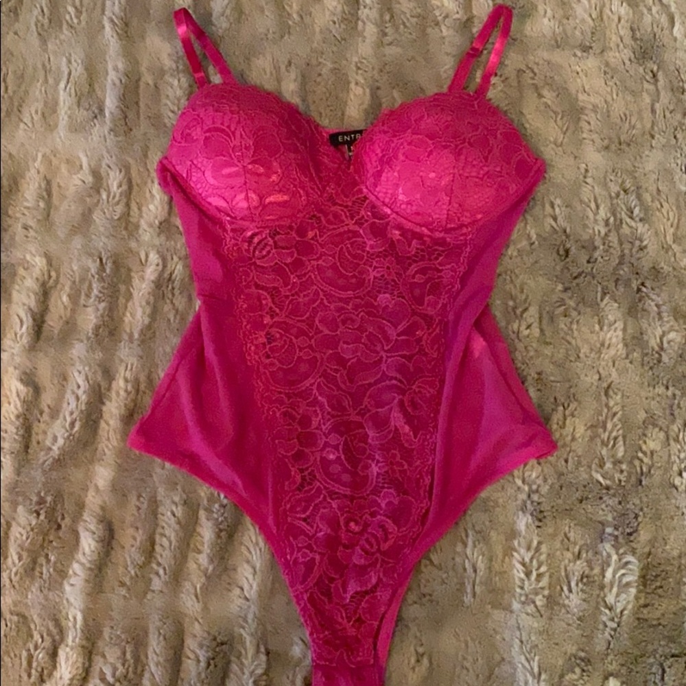 NEVER WORN Pink bodysuit/ lingerie. Size medium
